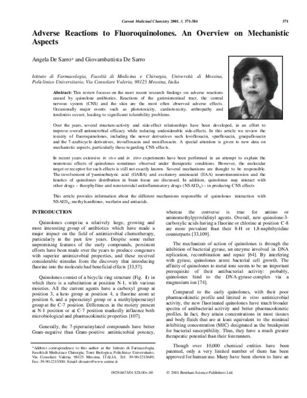 (PDF) Adverse Reactions to Fluoroquinolones. An Overview on Mechanistic ...