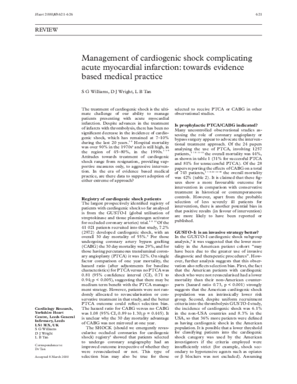 (PDF) Management of cardiogenic shock complicating acute myocardial ...