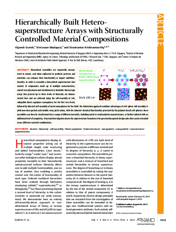 (PDF) Hierarchically Built Gold Nanoparticle Supercluster Arrays as ...
