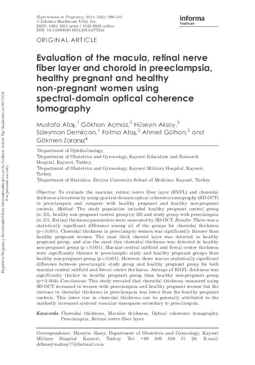 (PDF) Evaluation of the macula, retinal nerve fiber layer and choroid ...