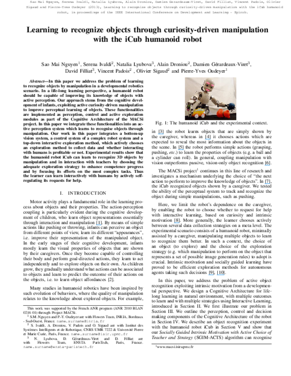 Pdf Learning To Recognize Objects Through Curiosity Driven