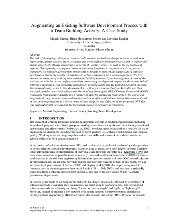 (PDF) Augmenting an Existing Software Development Process with a Team ...
