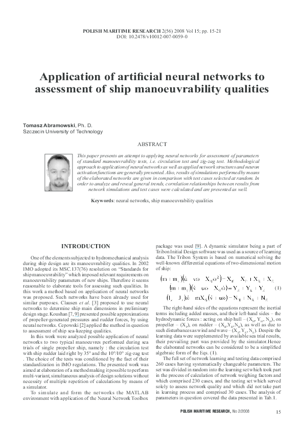 (PDF) The application of artificial neural networks to the analysis of ...