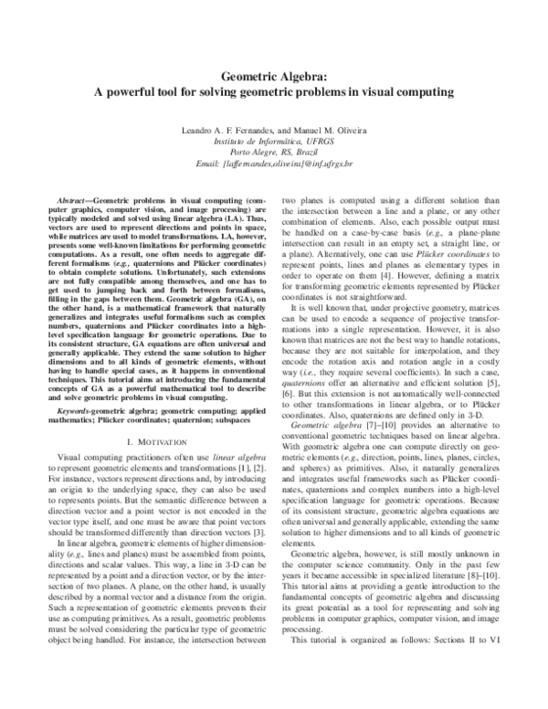 (PDF) Geometric Algebra A powerful tool for solving geometric problems