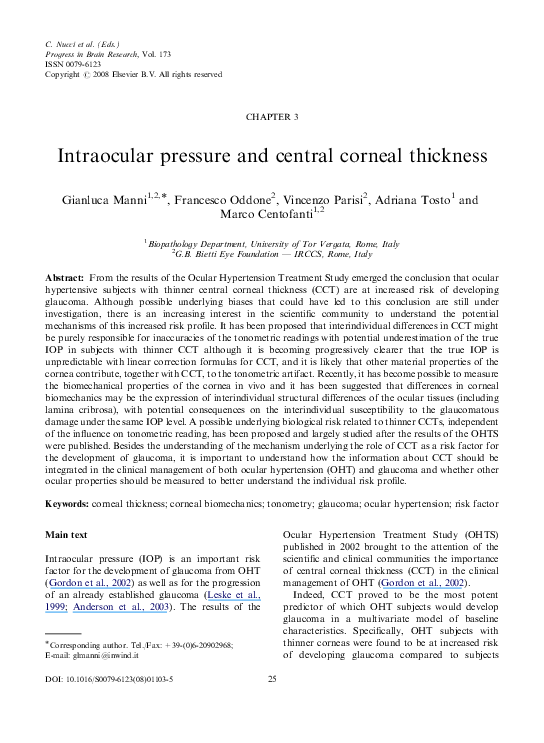 (PDF) Intraocular Pressure and Central Corneal Thickness in a Multi ...