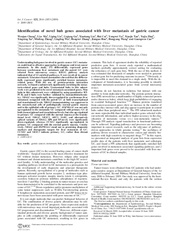 (PDF) Identification of Novel Hub Genes Associated With Liver ...