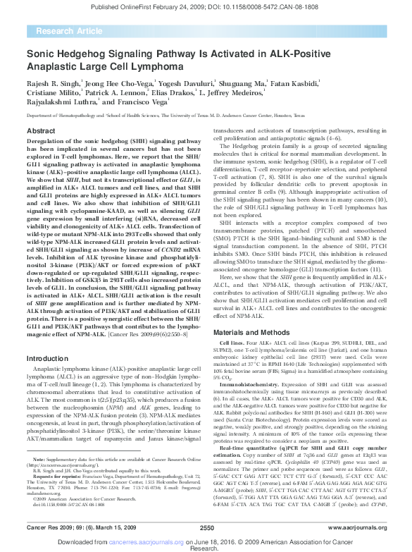 (PDF) Sonic hedgehog signaling pathway is activated in ALK-positive ...