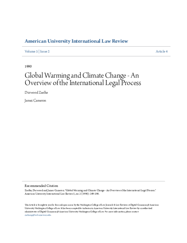 (PDF) Global Warming and Climate Change - An Overview of the ...