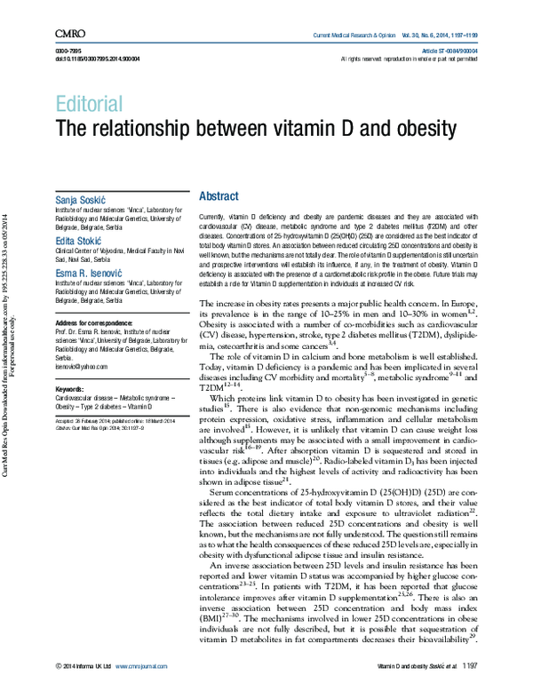 (PDF) The relationship between vitamin D and obesity