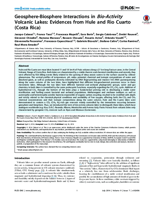 (PDF) Geosphere-biosphere interactions in bio-activity volcanic lakes ...