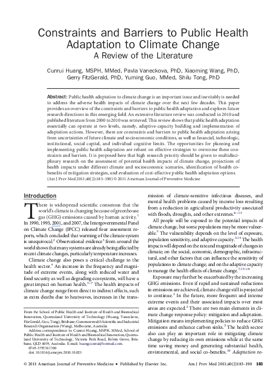 (PDF) Constraints and Barriers to Public Health Adaptation to Climate ...