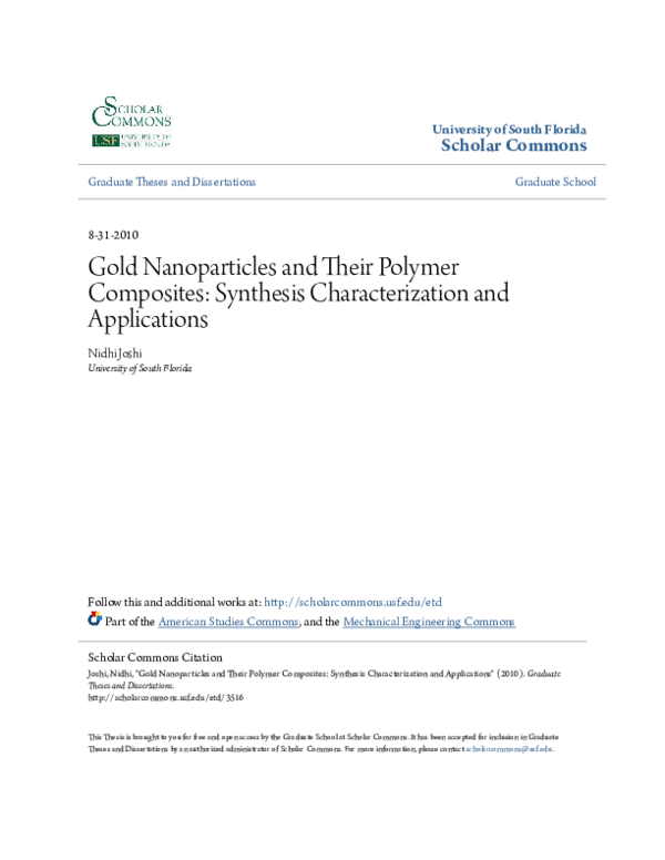 (PDF) Gold Nanoparticles and Their Polymer Composites: Synthesis ...