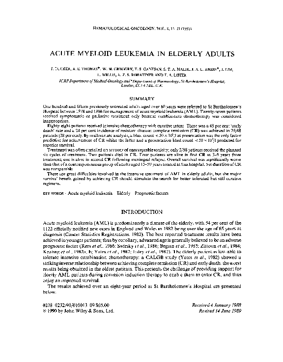 (PDF) Acute myeloid leukemia in elderly adults