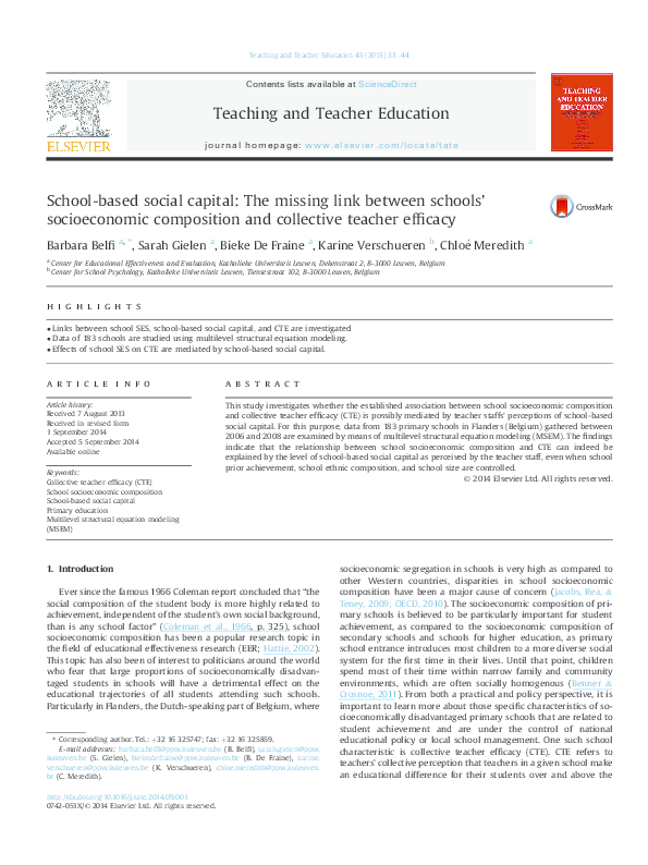 (PDF) School-based social capital: The missing link between schools ...
