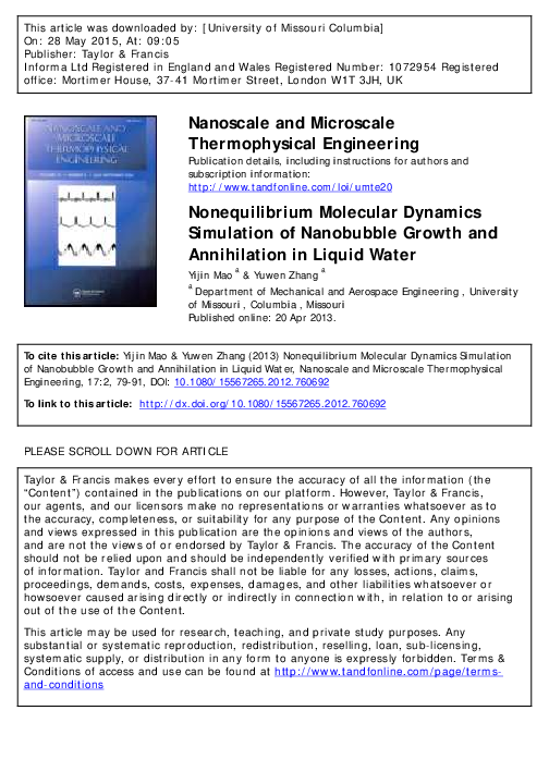 (PDF) Nonequilibrium molecular dynamics simulation of the energy ...