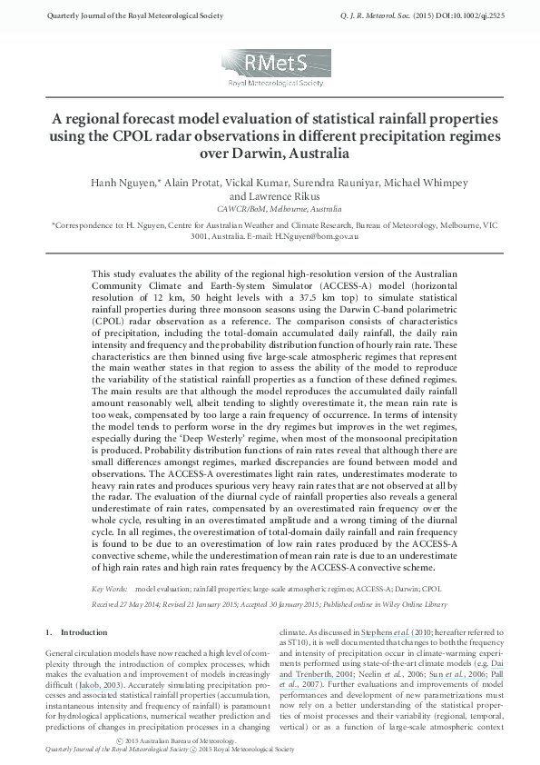 (PDF) A regional forecast model evaluation of statistical rainfall ...