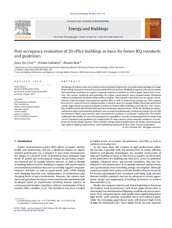 (PDF) Post-occupancy evaluation of 20 office buildings as basis for ...