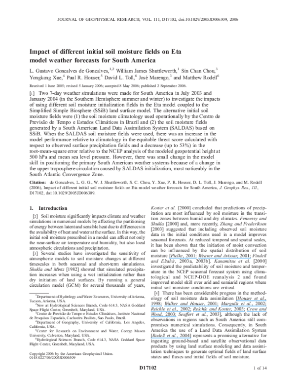 (PDF) Impact of different initial soil moisture fields on Eta model ...