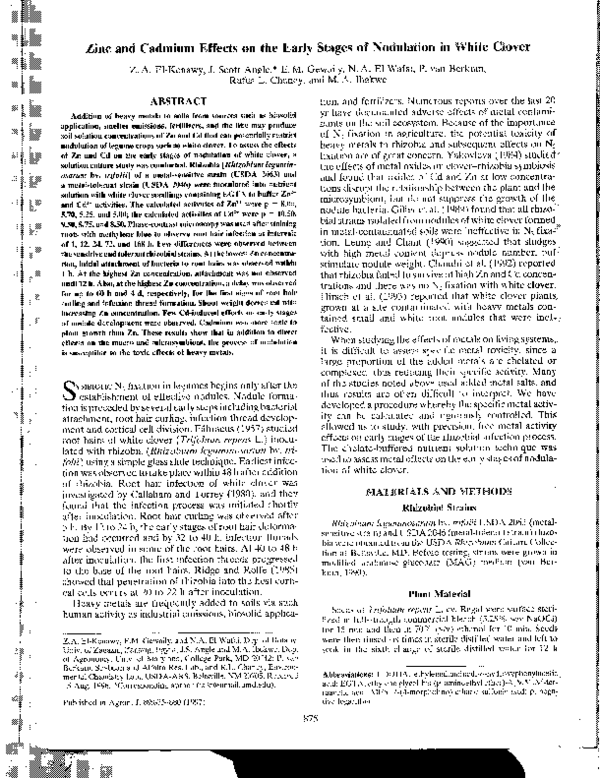 (PDF) Zinc and Cadmium Effects on the Early Stages of Nodulation in ...