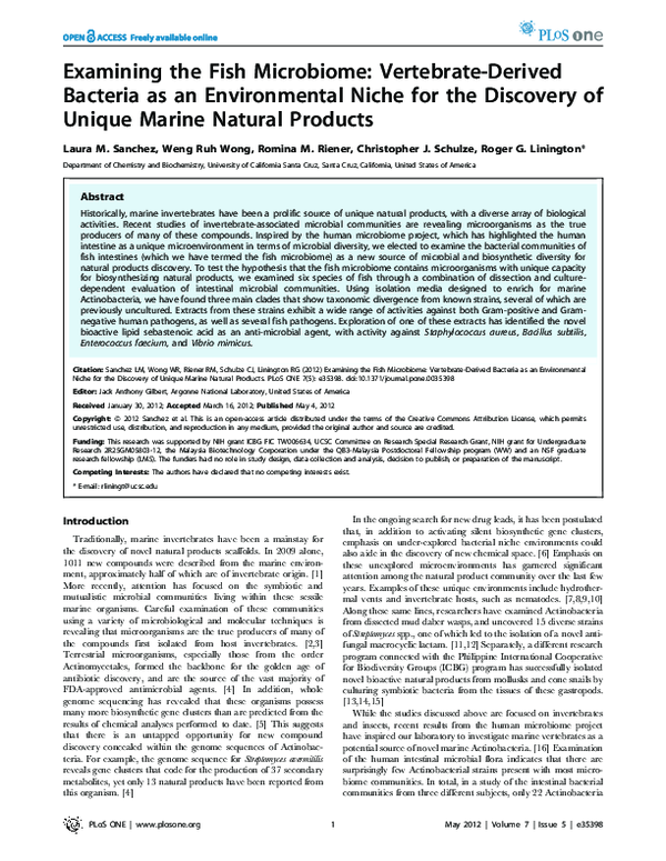 (PDF) Examining the Fish Microbiome VertebrateDerived Bacteria as an