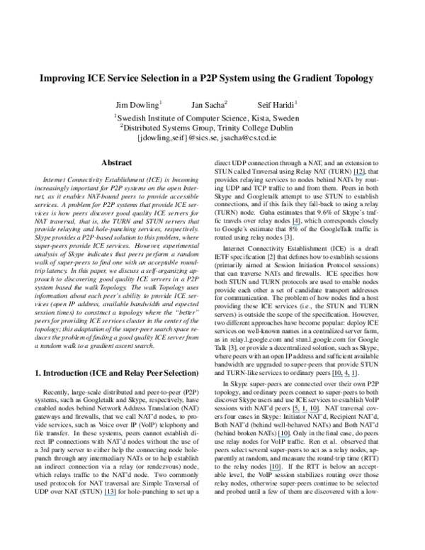 (PDF) Improving ICE service selection in a p2p system using the ...