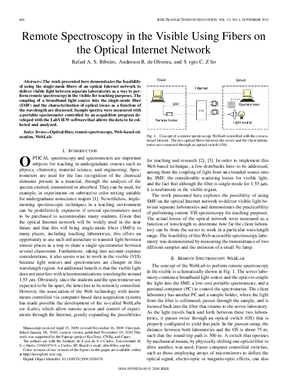 (PDF) Remote Spectroscopy in the Visible Using Fibers on the Optical ...