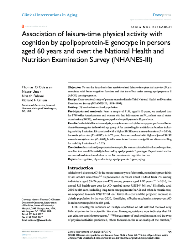 (PDF) Association of leisure time physical activity and sports ...