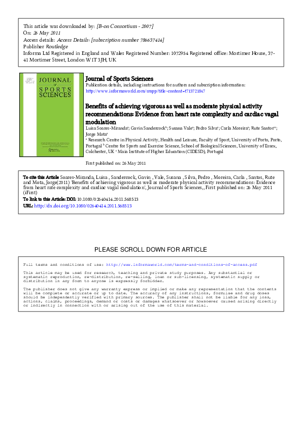 (PDF) Benefits of achieving vigorous as well as moderate physical ...