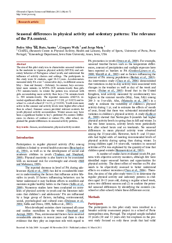 (PDF) Seasonal differences in physical activity and sedentary patterns ...