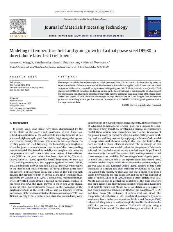 (PDF) Modeling of temperature field and grain growth of a dual phase