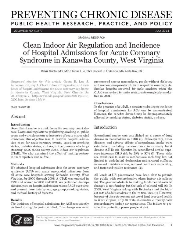 (PDF) Clean indoor air regulation and incidence of hospital admissions