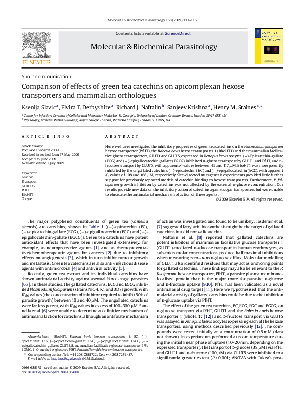 (PDF) Comparison of effects of green tea catechins on apicomplexan ...