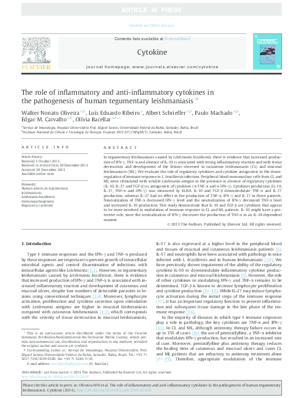 (PDF) The role of inflammatory and anti-inflammatory cytokines in the ...