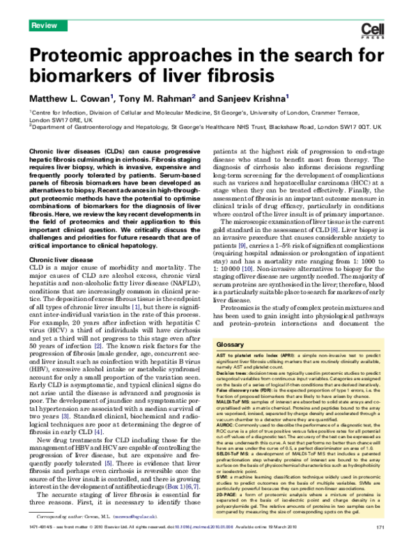(PDF) Proteomic approaches in the search for biomarkers of liver fibrosis
