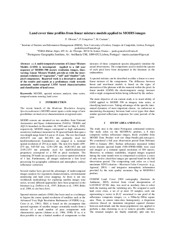 (PDF) Land cover time profiles from linear mixture models applied to