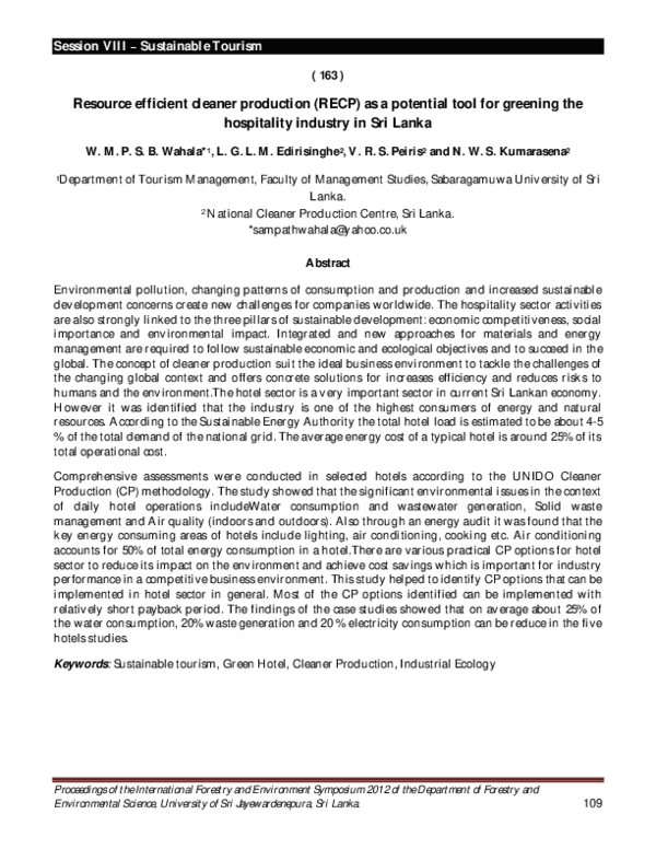(PDF) Resource efficient cleaner production (RECP) as a potential tool ...