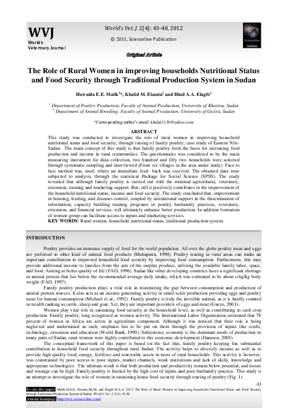 (PDF) The Role of Rural Women in improving households Nutritional ...