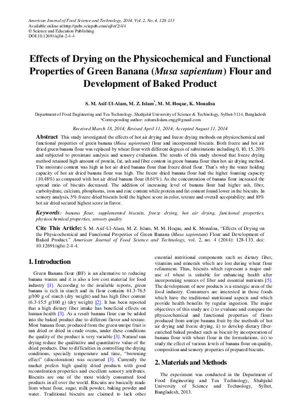 (PDF) Effects of Drying on the Physicochemical and Functional ...