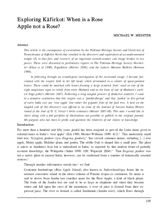 First page of “Exploring Kafirkot: When is a Rose Apple not a Rose?”