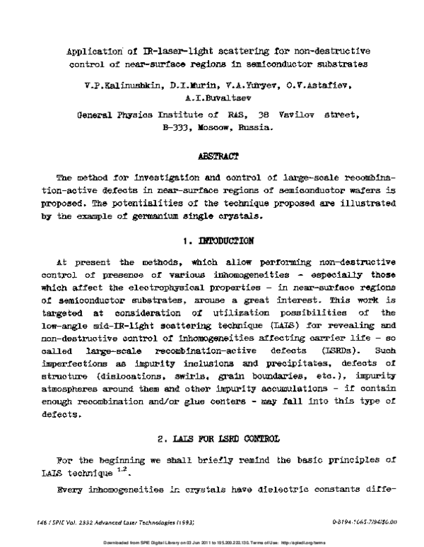(PDF) Application of Ir-Laser-Light Scattering for Non-Destructive ...