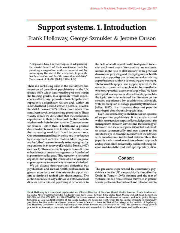 (PDF) Support systems. 1. Introduction