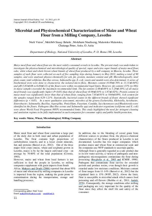 (PDF) Microbial and Physicochemical Characterization of Maize and Wheat ...