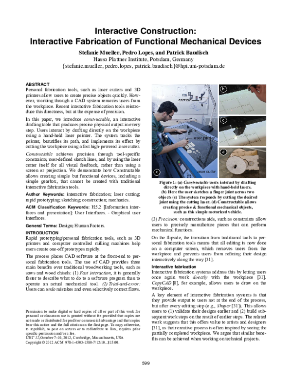 (PDF) Interactive construction: interactive fabrication of functional ...