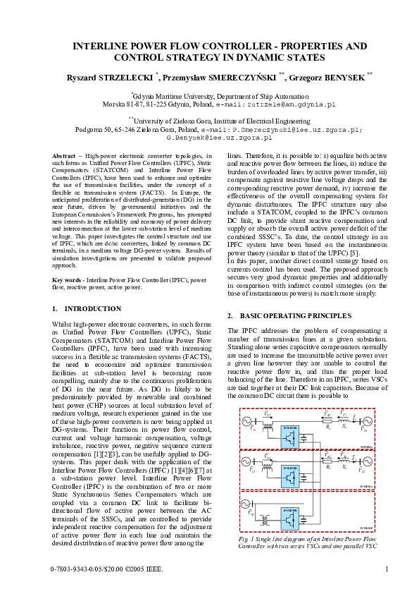 (PDF) Interline Power Flow Controllerproperties and control strategy