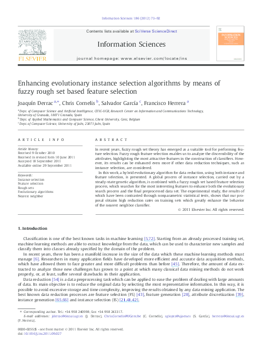 (PDF) Enhancing Evolutionary Instance Selection Algorithms by means of ...