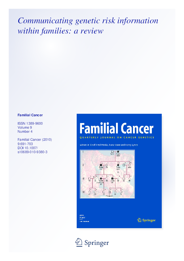 (PDF) Communicating genetic risk information within families: a review