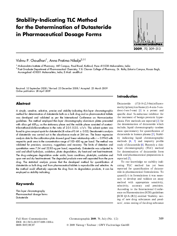 PDF Stability Indicating TLC Method For The Determination Of 