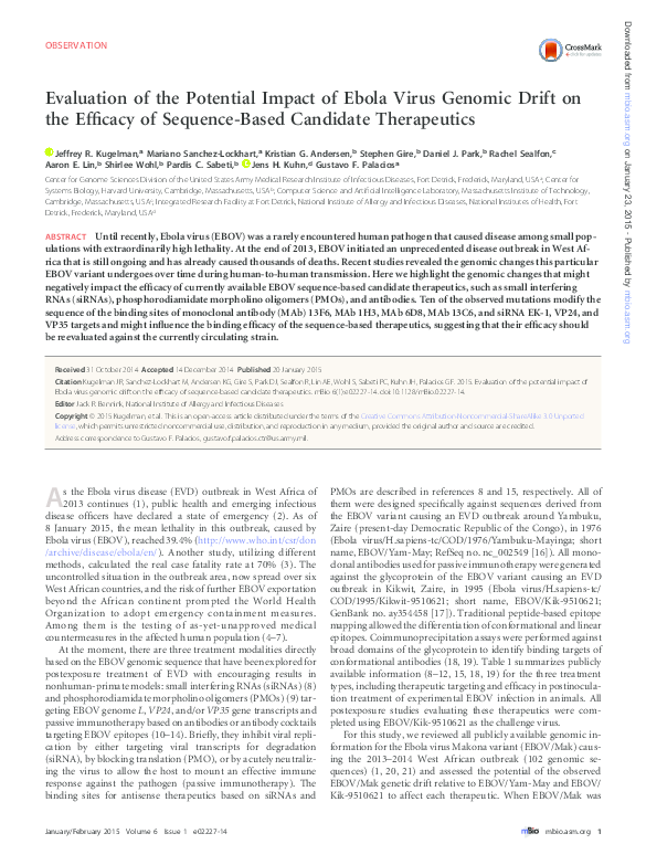 (PDF) Evaluation of the Potential Impact of Ebola Virus Genomic Drift ...