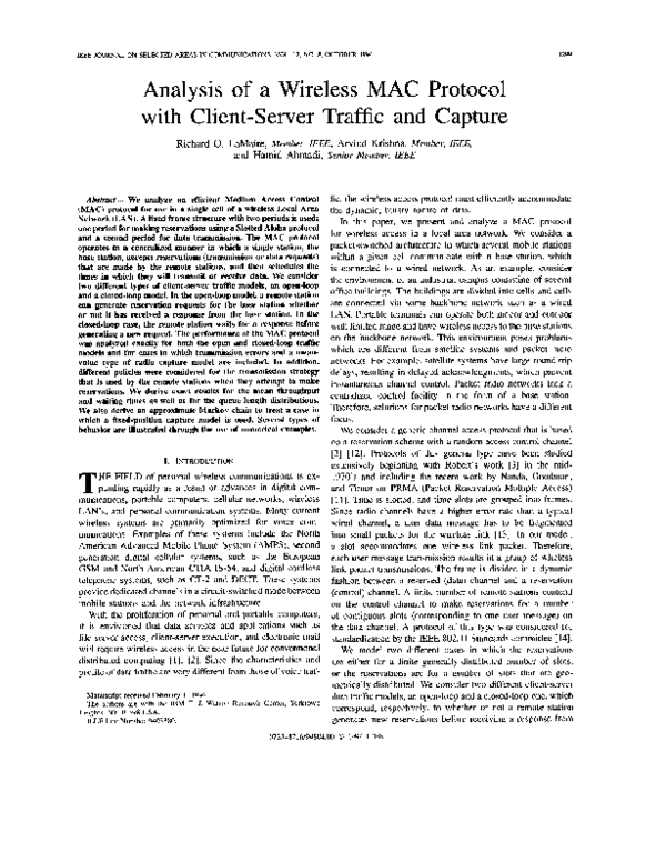 (PDF) Analysis of a wireless MAC protocol with client-server traffic ...