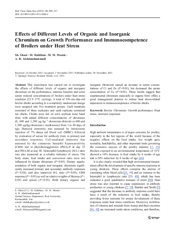 (PDF) Effects of different levels of organic and inorganic chromium on ...